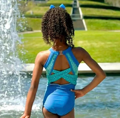 Darcy Aqua Shimmer Leotard - IN STOCK