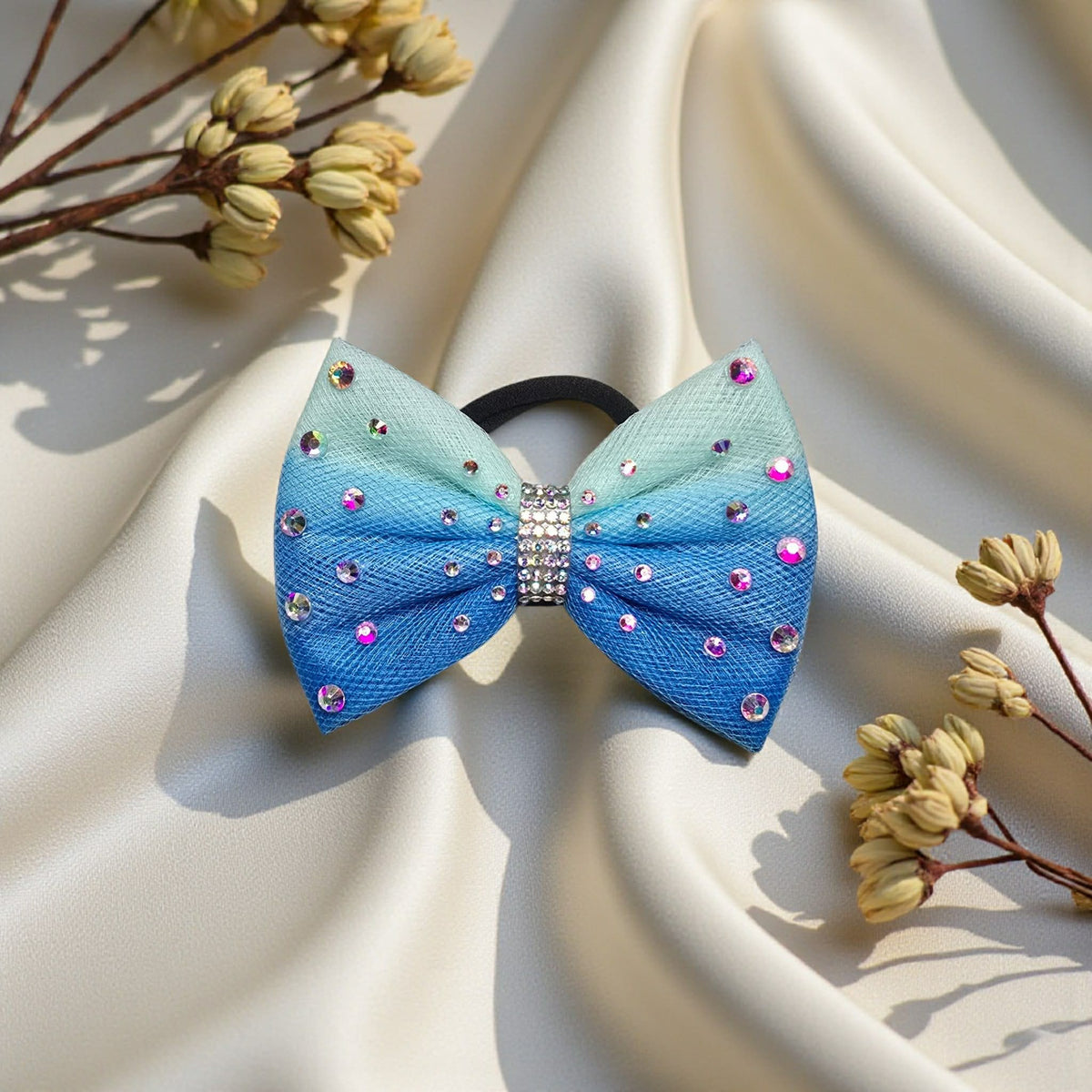 Gardenia Meadow Bow to match Darcy Cosmic Cyan